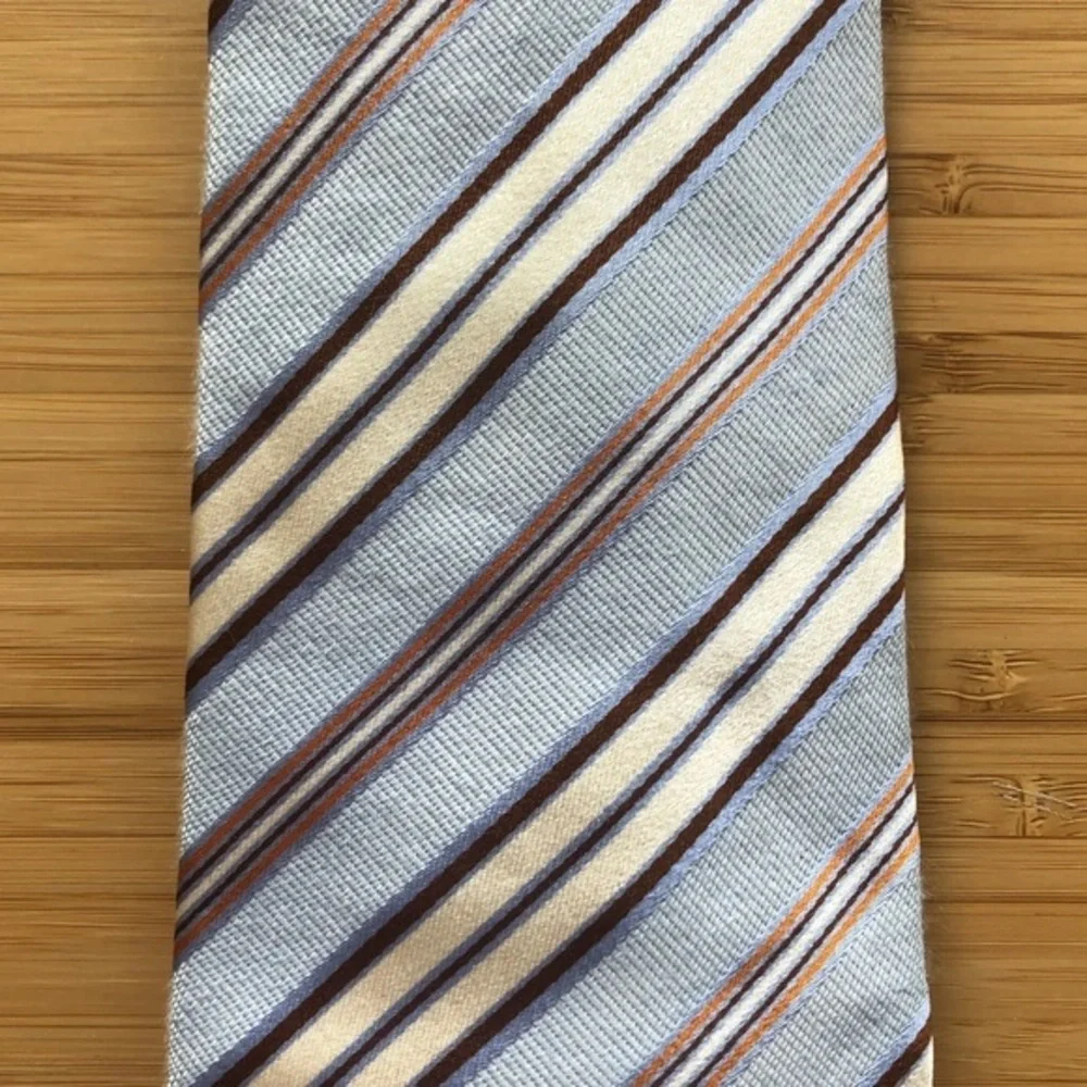 Corneliani Silk Tie In Light Blue & Cream